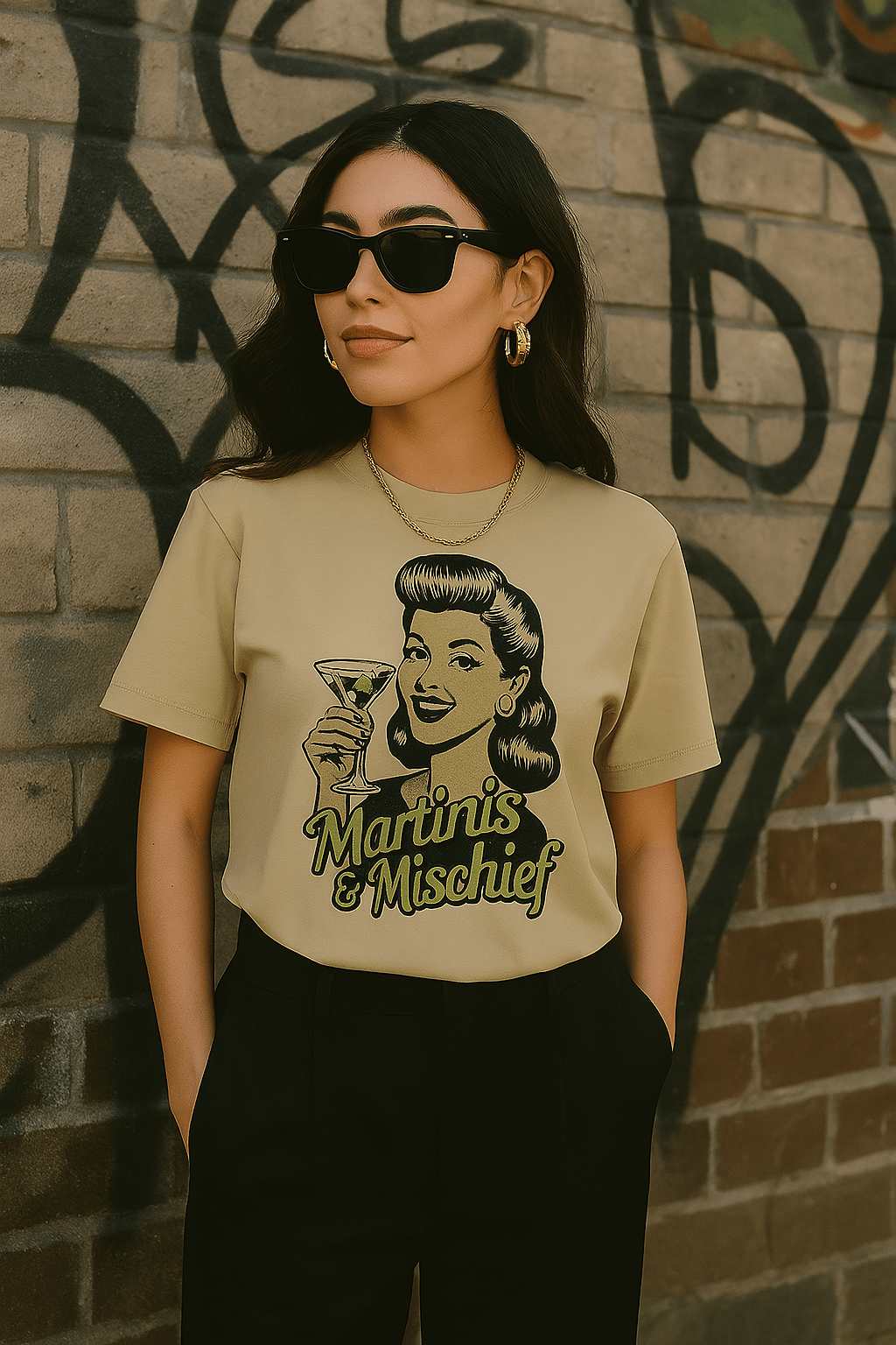 Martinis and Mischief Oversized faded t-shirt - Wet Sundays