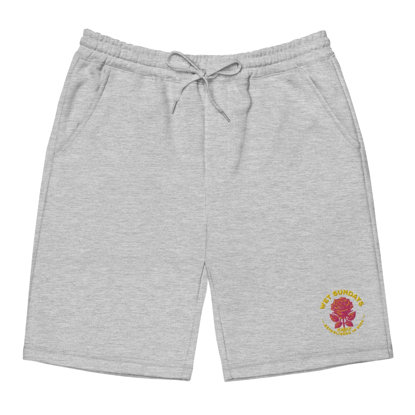 Men's Roses Embroidery fleece shorts - Wet Sundays