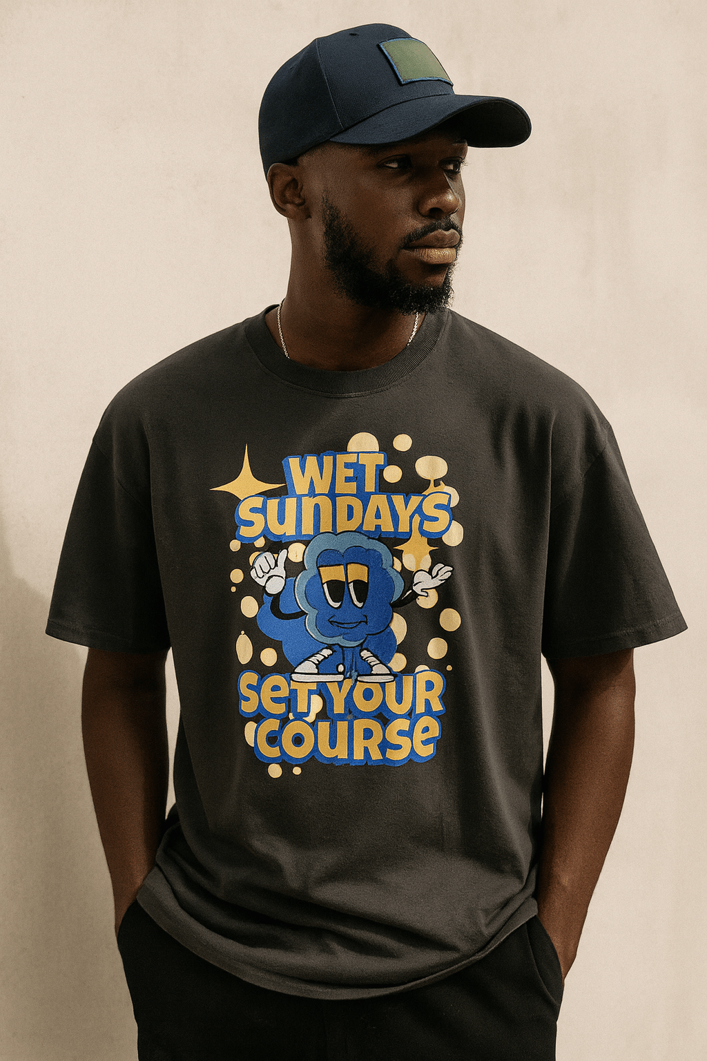WS Cartoon Oversized Faded T-shirt - Wet Sundays