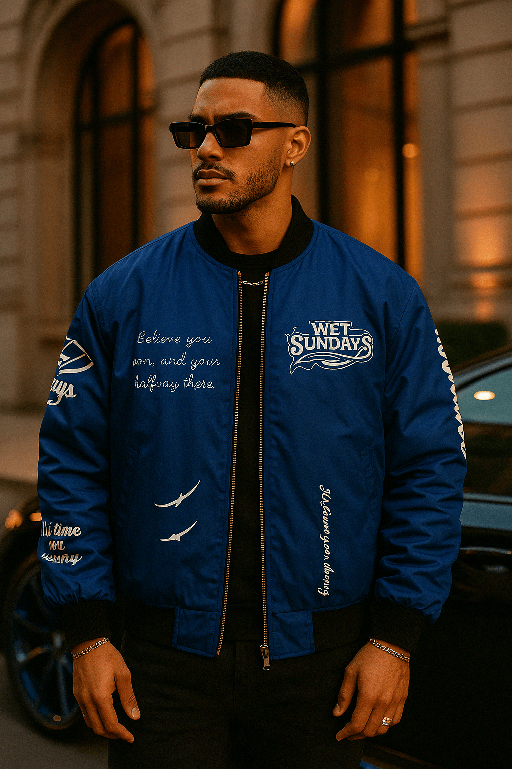 WS Dark Blue Project Bomber Jacket - Wet Sundays