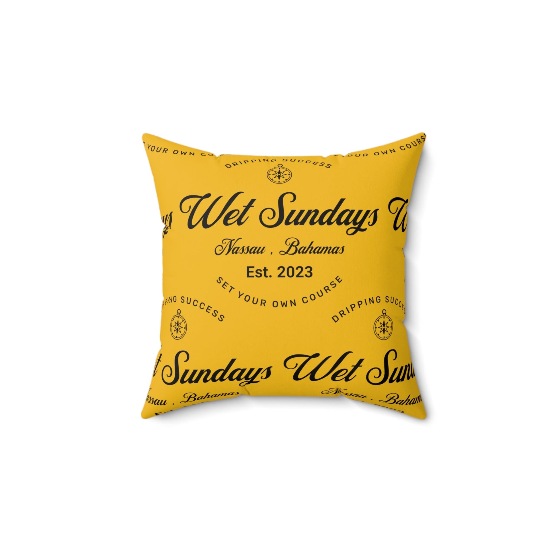 Bahamas Square Pillow - Gold - Wet Sundays