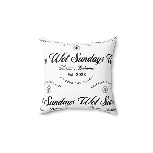 Bahamas Square Pillow - White - Wet Sundays