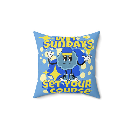 Cartoon Sunday Square Pillow - Wet Sundays