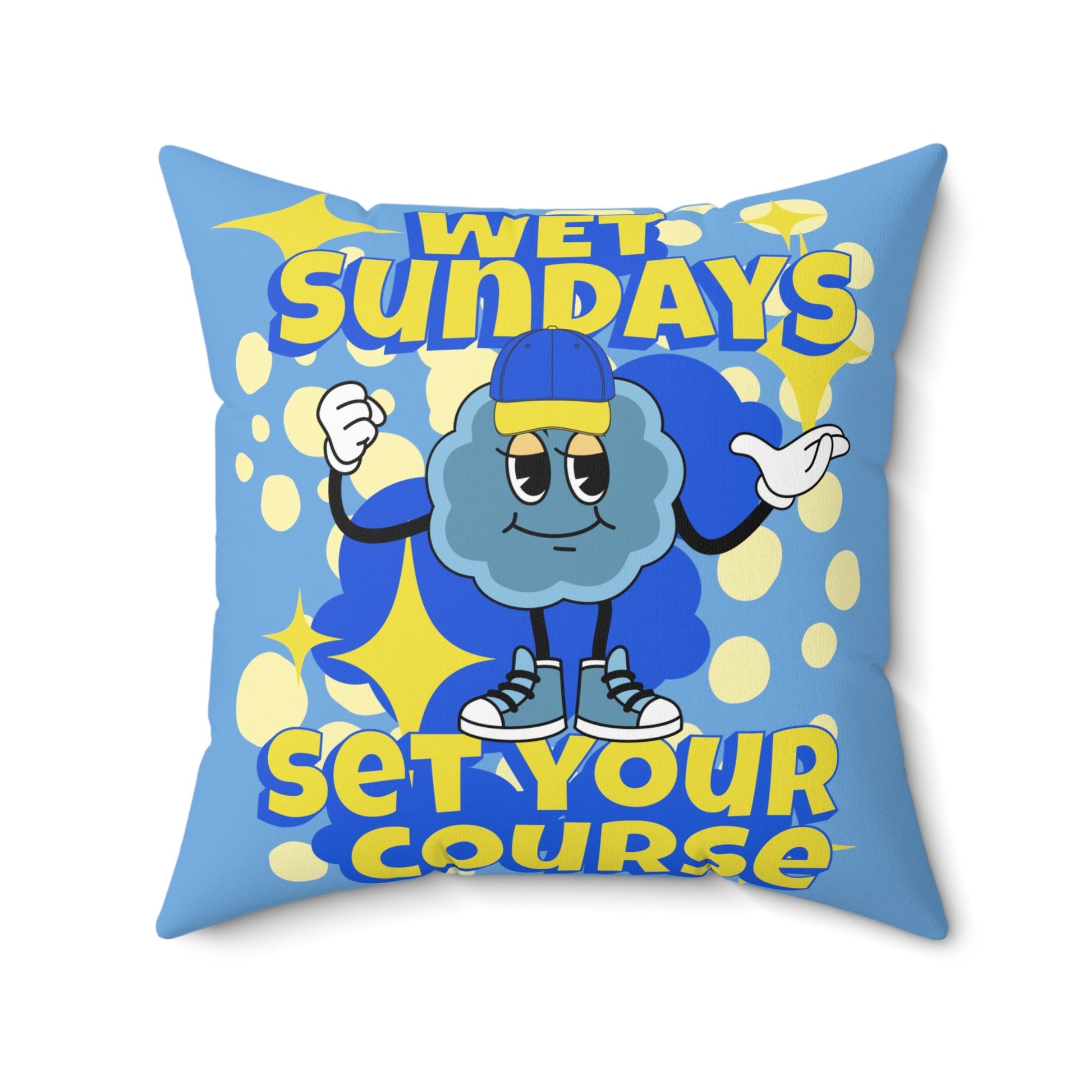 Cartoon Sunday Square Pillow - Wet Sundays