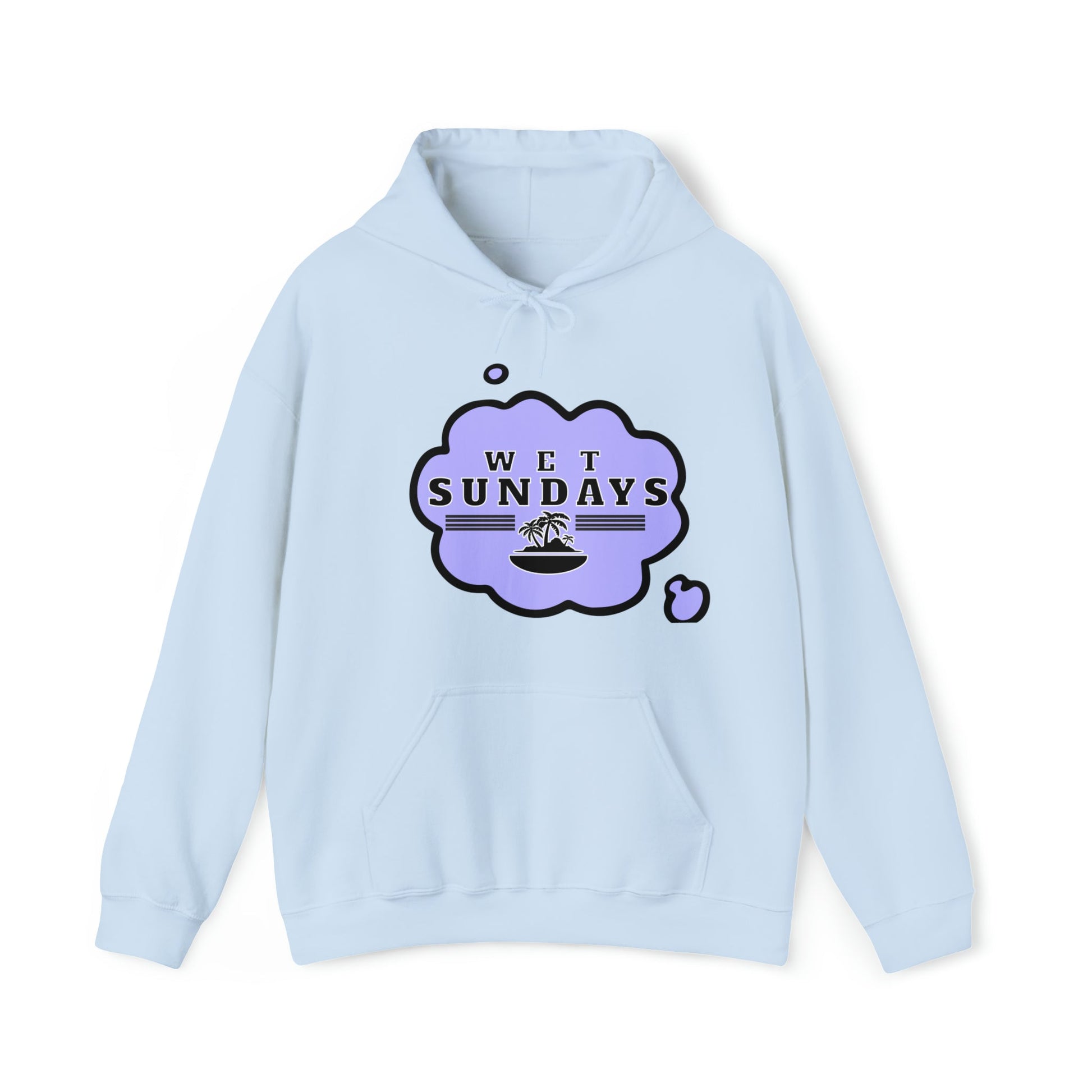 Clouded Thoughts Light Blue Graphic Hoodie - Wet Sundays