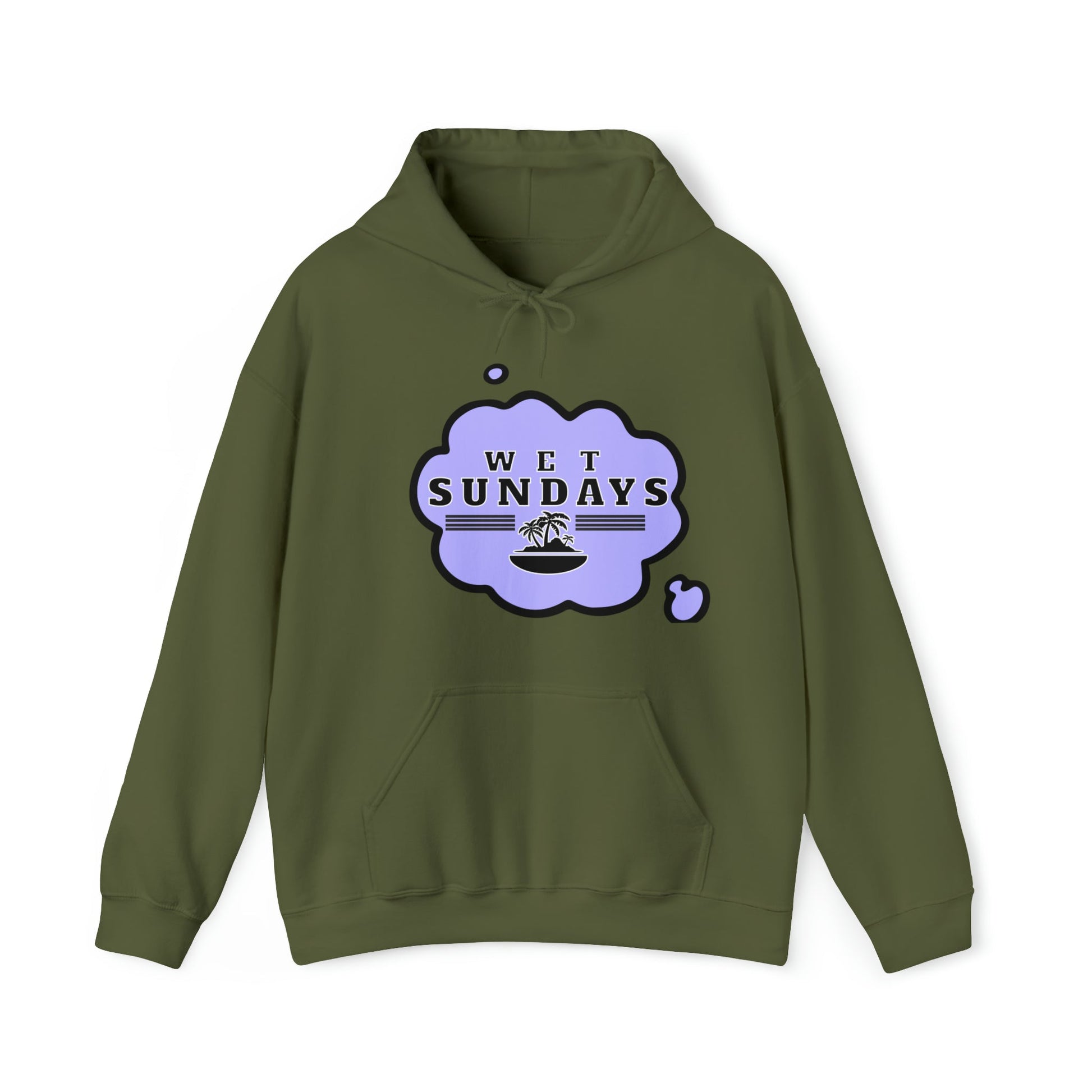 Clouded Thoughts Green Graphic Hoodie - Wet Sundays