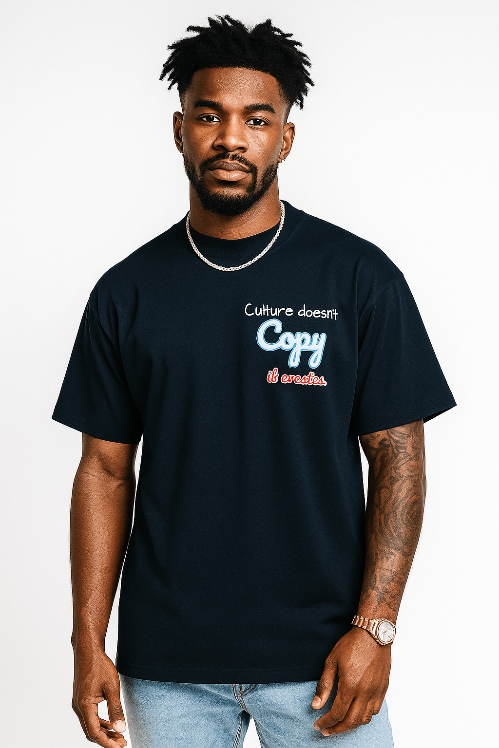 Culture Doesn’t Copy. It Creates. Oversized T-shirt (Printed) - Wet Sundays