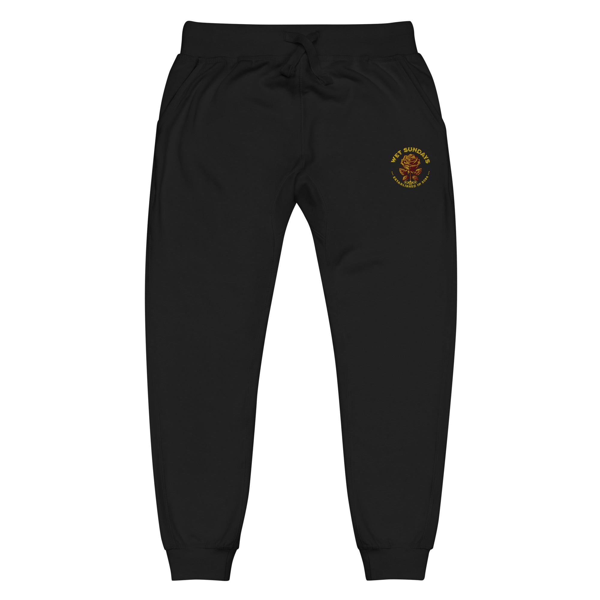 Embroidery Roses fleece sweatpants - Wet Sundays