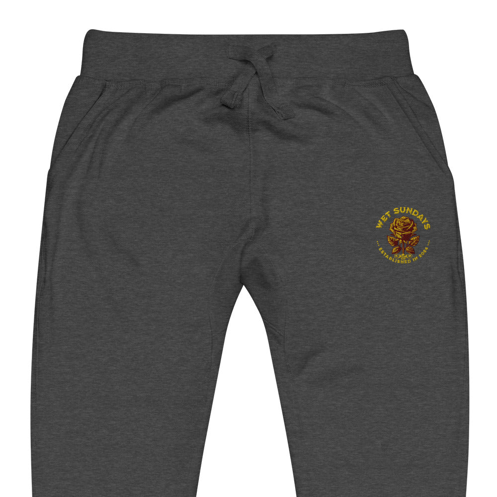 Embroidery Roses fleece sweatpants - Wet Sundays