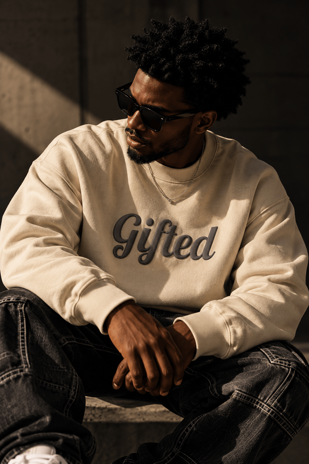 Gifted. Puff Print Crewneck - Wet Sundays