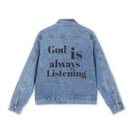 God is Listening Denim Jacket - Wet Sundays