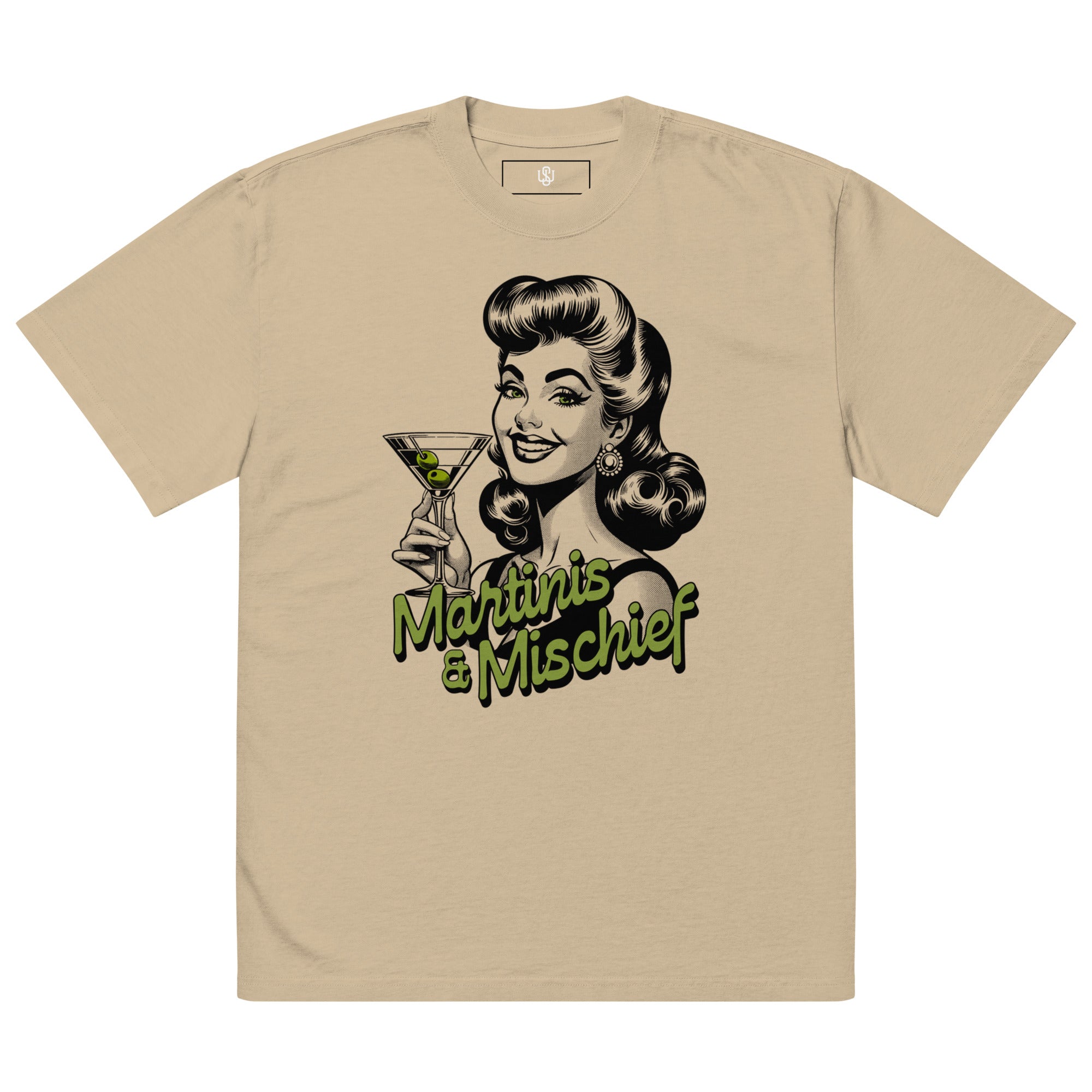 Martinis and Mischief Oversized faded t-shirt - Wet Sundays