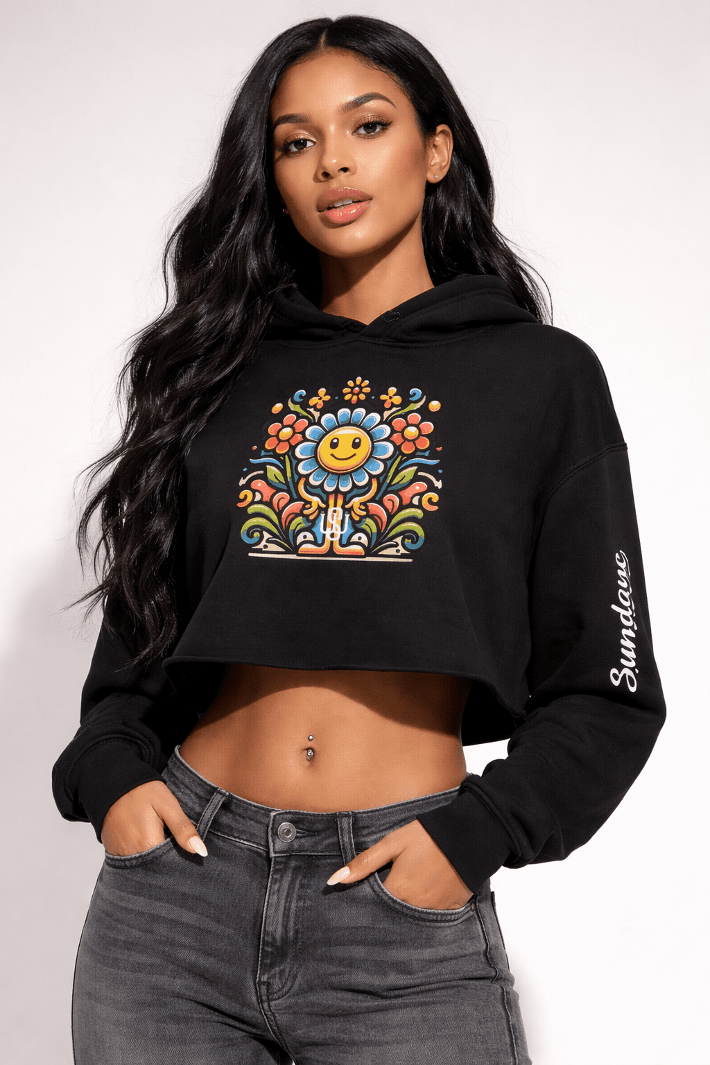 Mr Flower Crop Hoodie - Wet Sundays