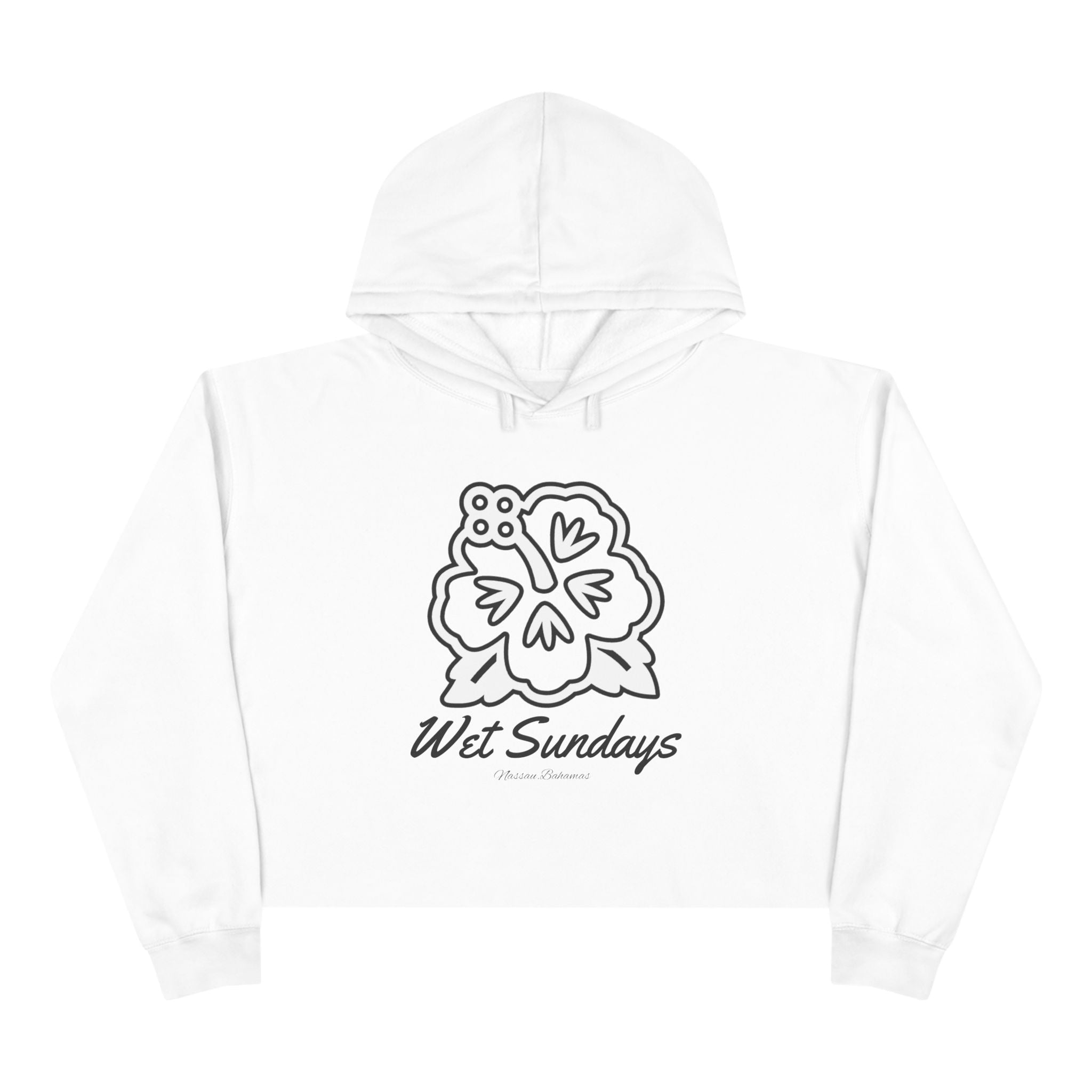 Nassau Hibiscus Bloom Crop Hoodie - Wet Sundays