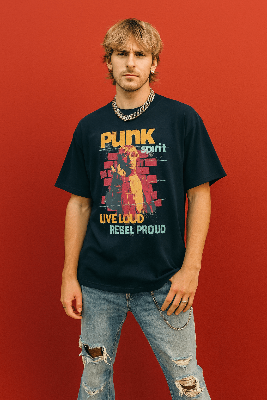 Punk Spirit Organic Oversized High Neck T-shirt - Wet Sundays