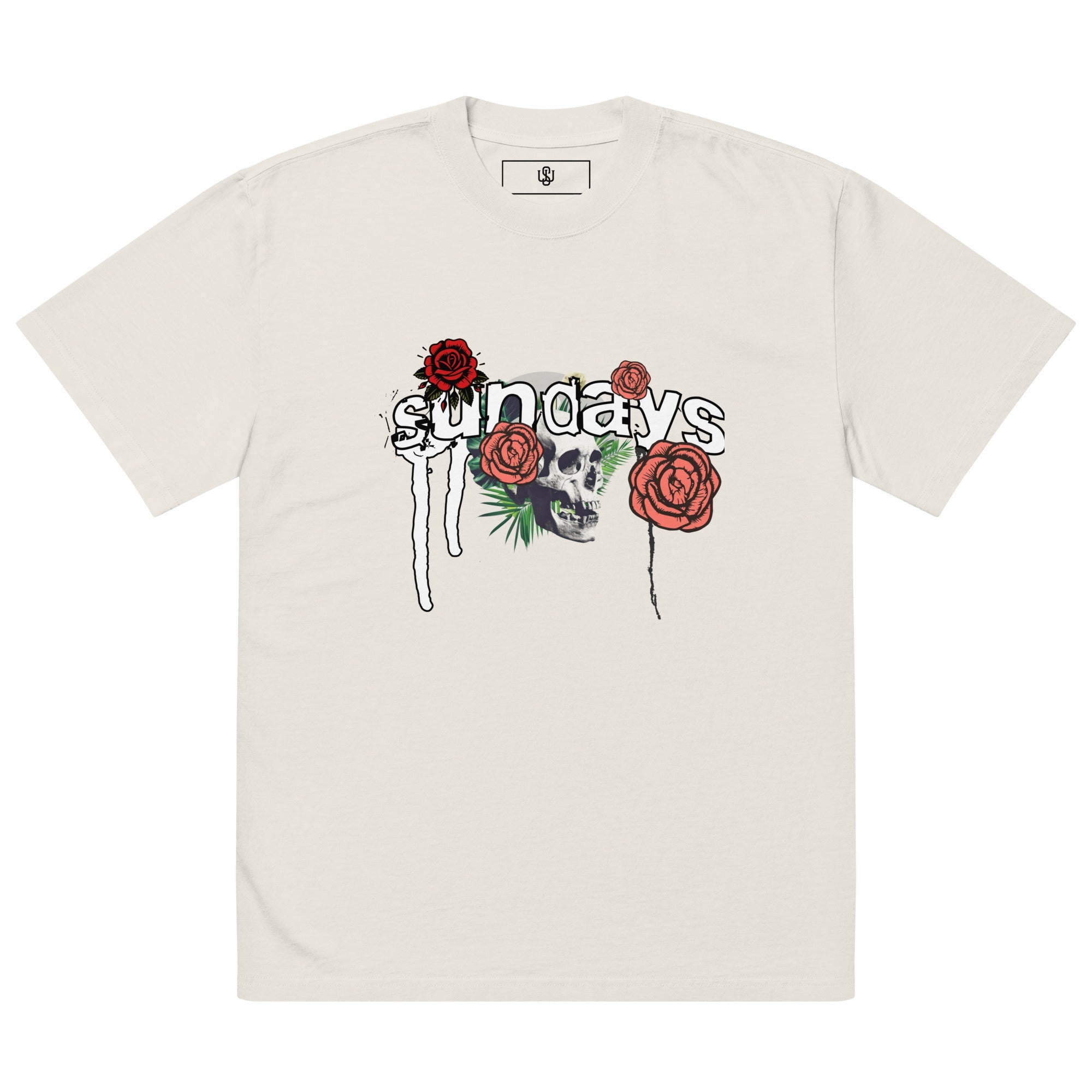 Red Roses Oversized faded t - shirt - Wet Sundays