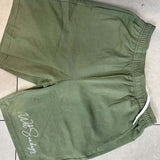 Strong Links Ladies Set "White/Green Embroidered Fleece Shorts" - Wet Sundays