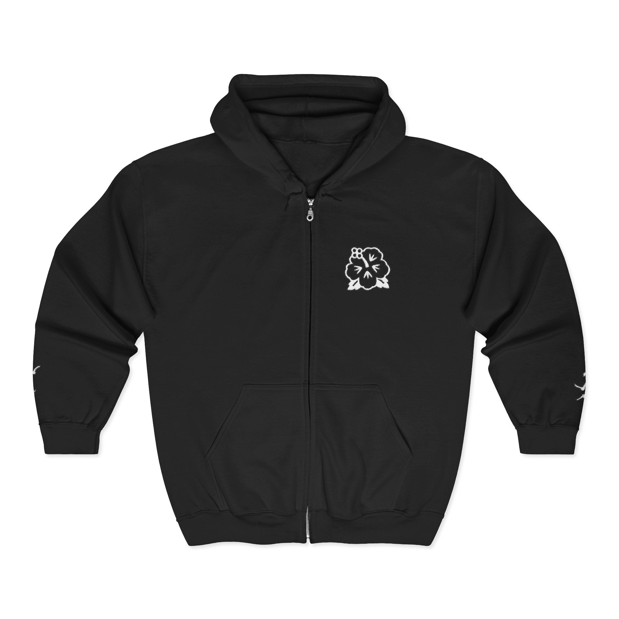 Wet Sundays Full - Zip Hoodie — Floral Logo Zip - Up Sweatshirt - Wet Sundays
