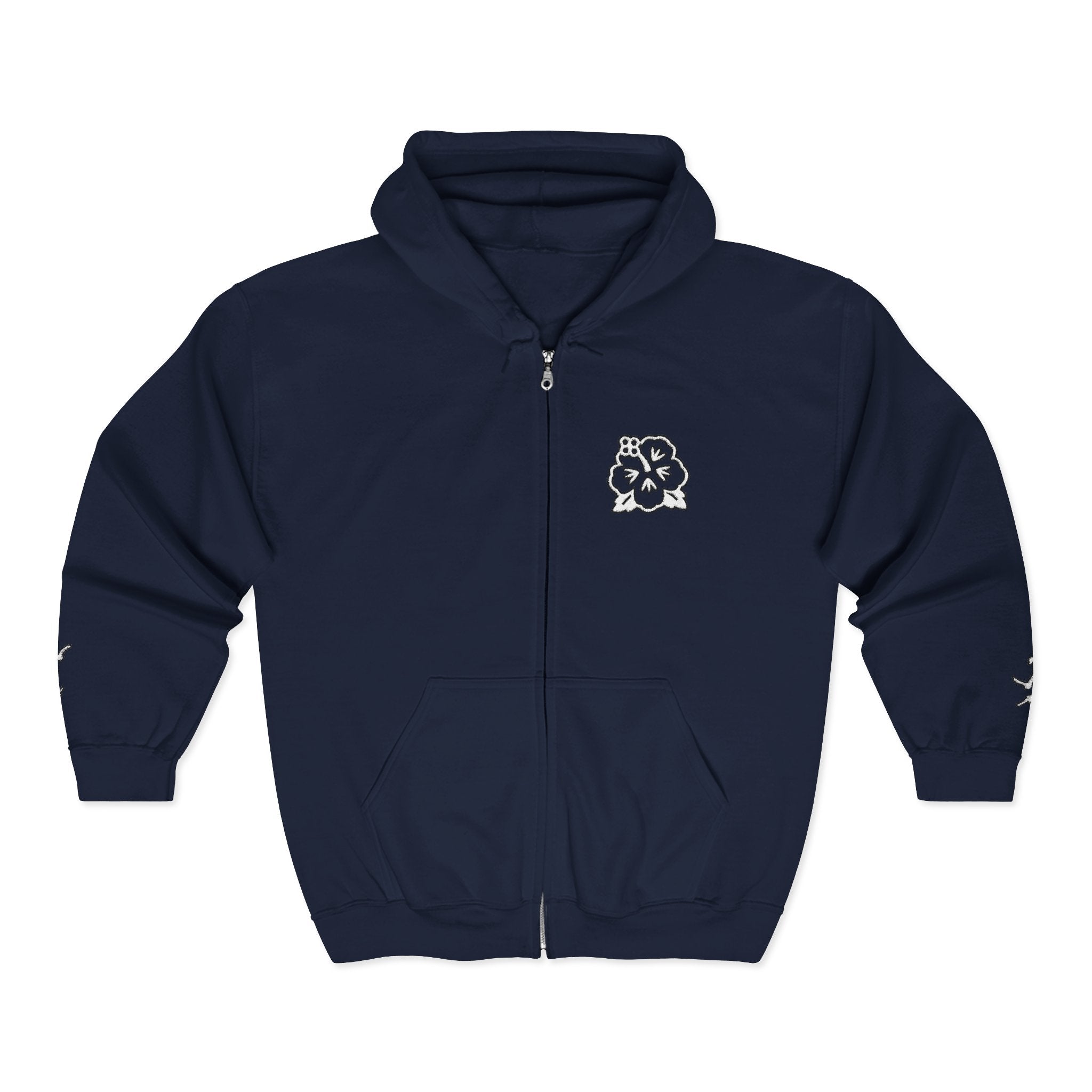 Wet Sundays Full - Zip Hoodie — Floral Logo Zip - Up Sweatshirt - Wet Sundays
