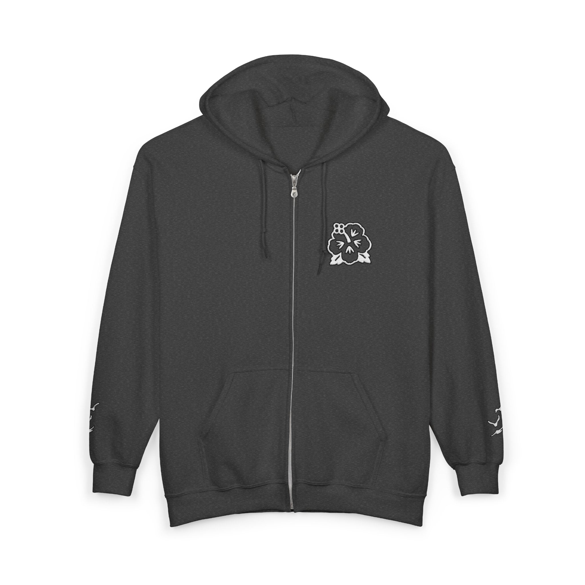 Wet Sundays Full - Zip Hoodie — Floral Logo Zip - Up Sweatshirt - Wet Sundays