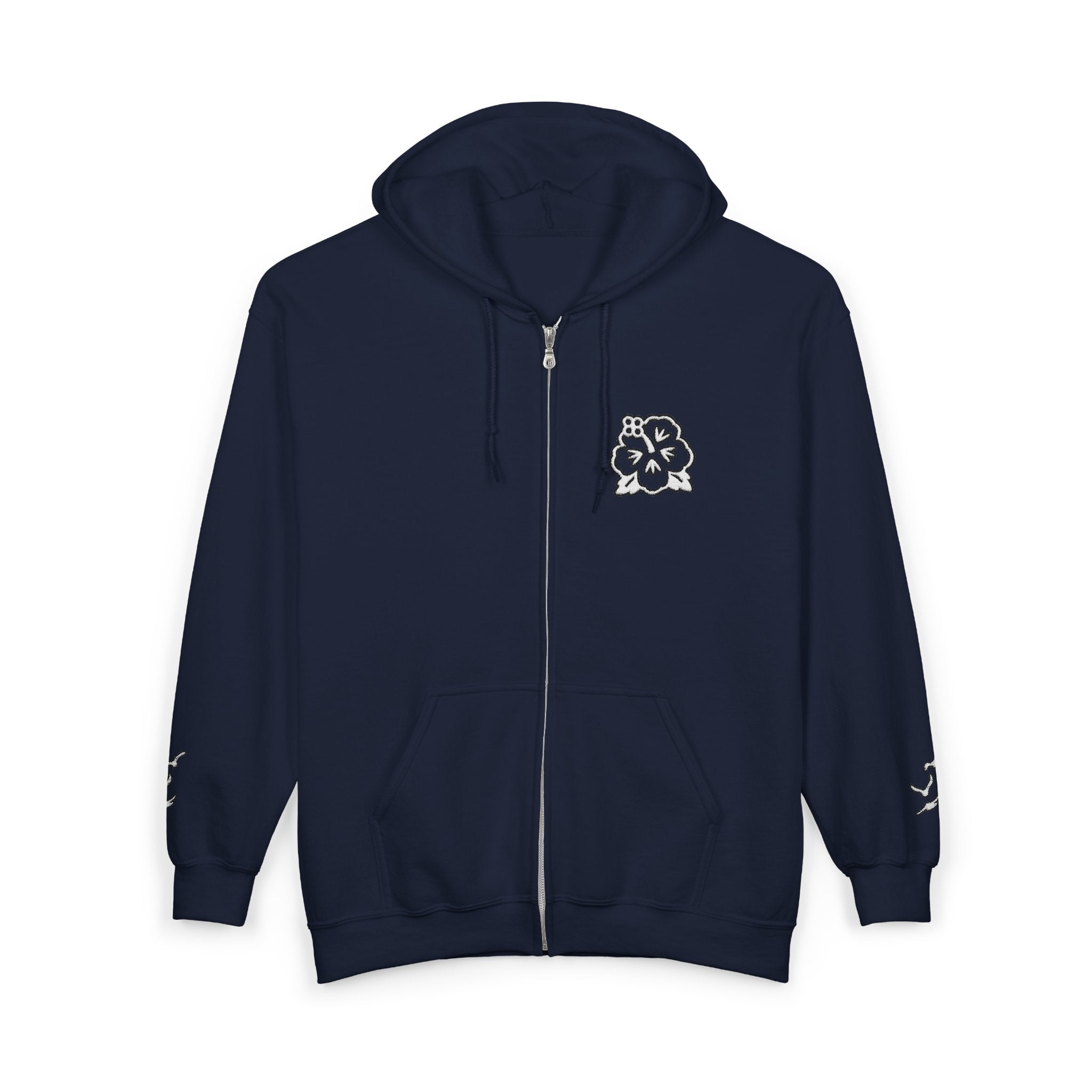 Wet Sundays Full - Zip Hoodie — Floral Logo Zip - Up Sweatshirt - Wet Sundays