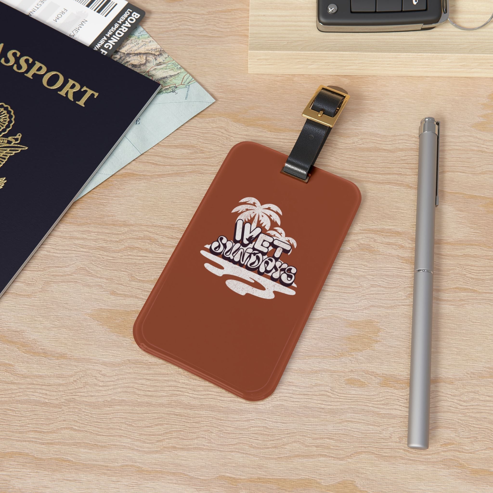 Wet Sundays Journey Luggage Tag — Luggage Brown - Wet Sundays