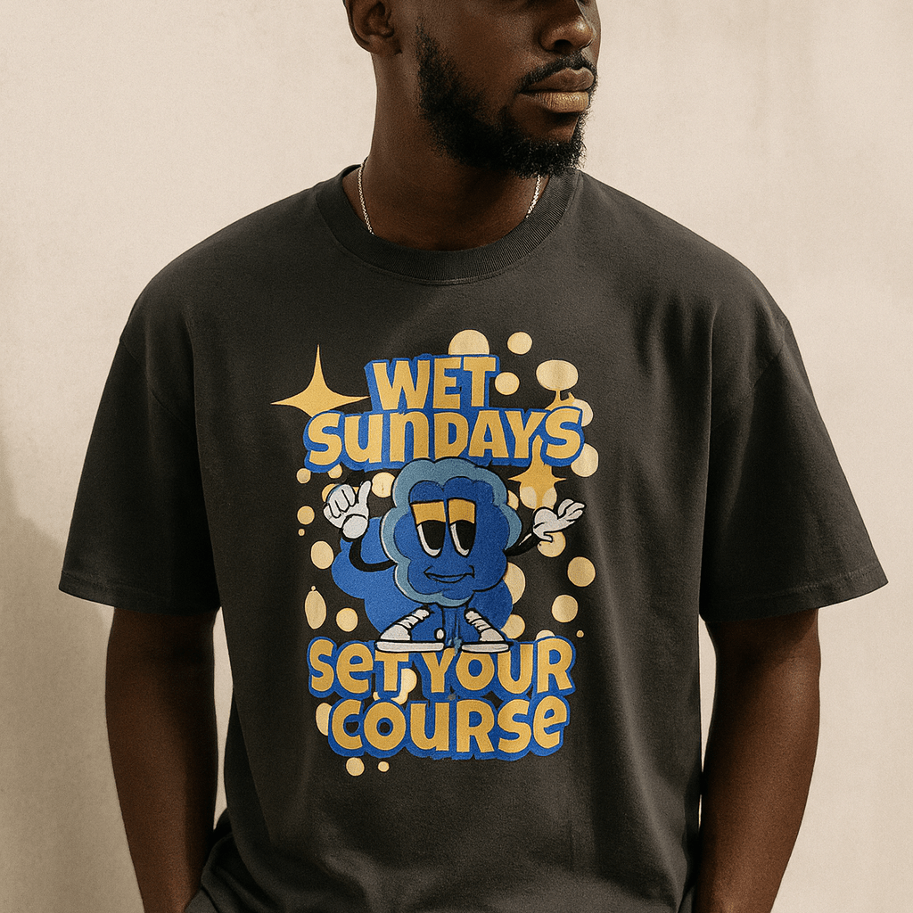 WS Cartoon Oversized Faded T-shirt - Wet Sundays